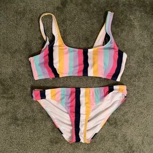 Multicolored Striped Bikini
